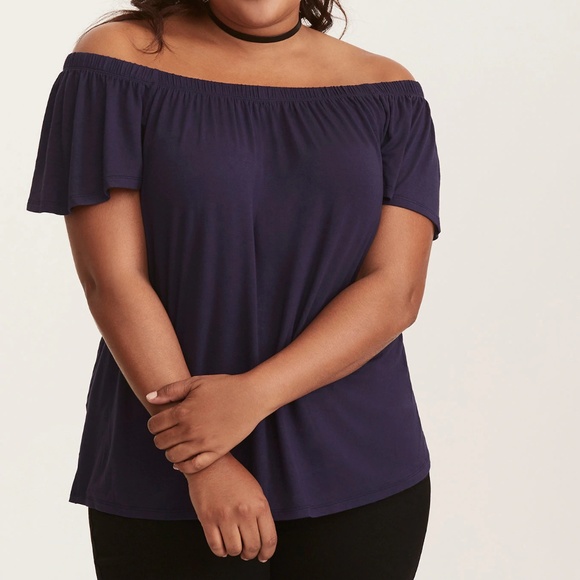 torrid Tops - NWT Torrid Navy Off Shoulder Blouse